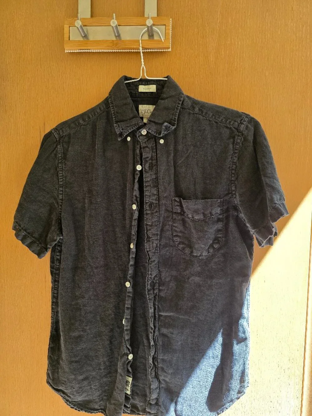 Black short sleeve button down shirt
